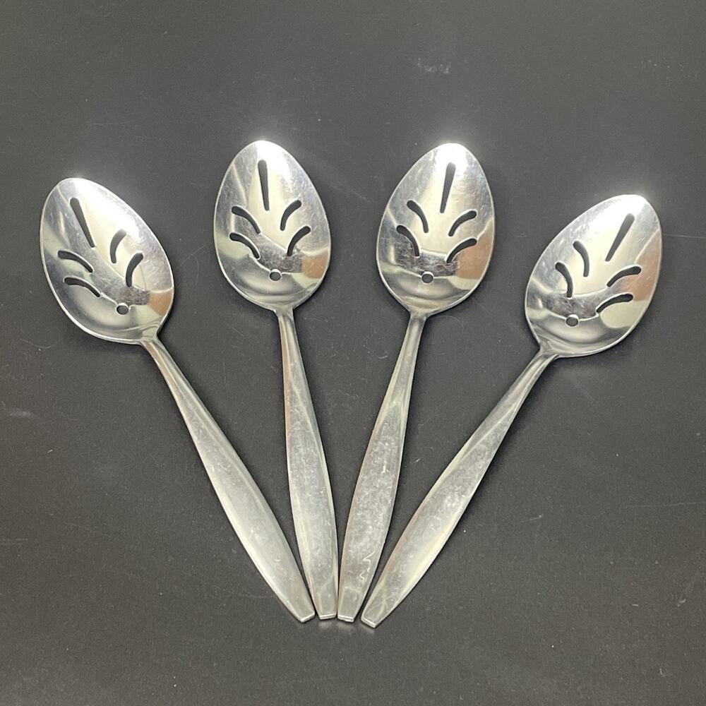 Stanley Roberts Eileen Stainless Steel Japan Slotted Serving Spoons Set of 4